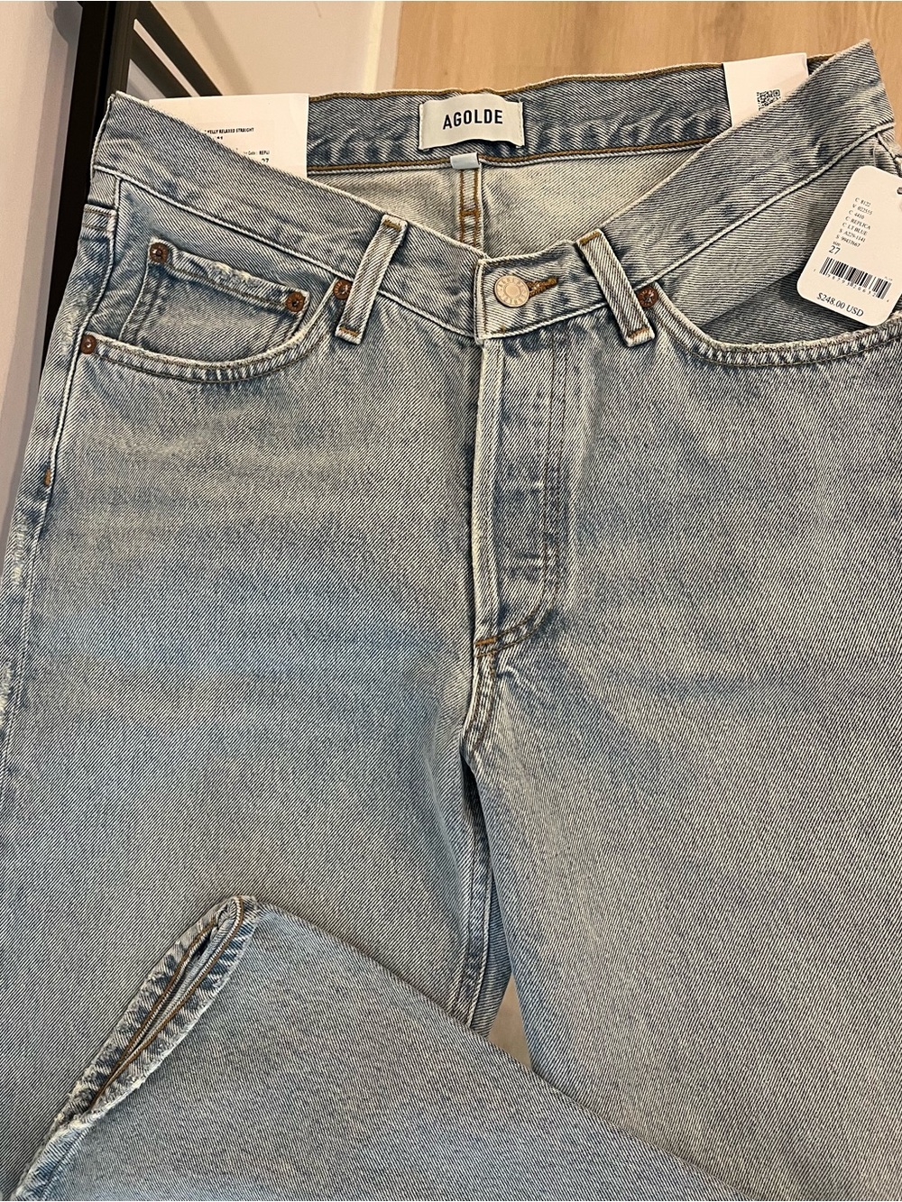 Agolde Light Blue High-Rise Straight Jeans